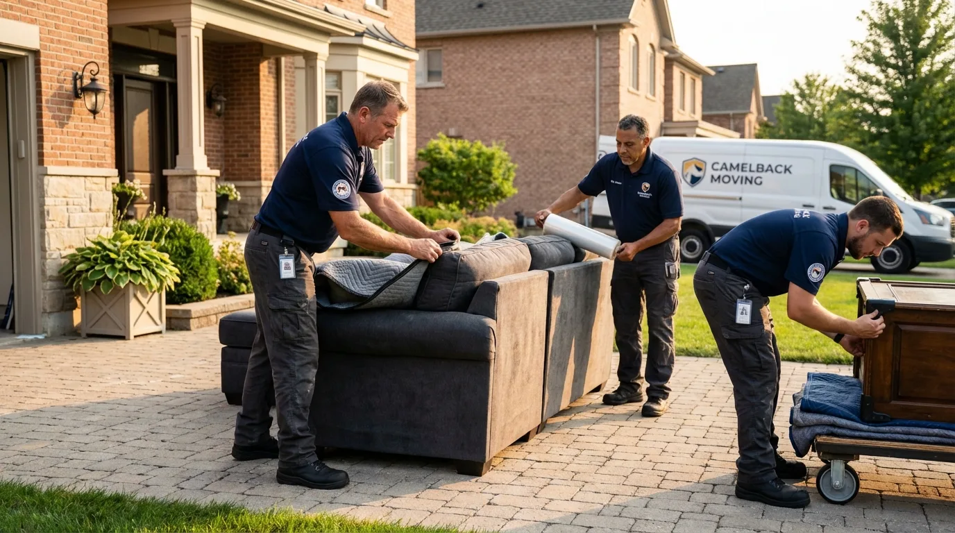Large estate moving crew wrapping furniture in Crockett, CA